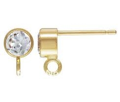 14K Gold Filled 4mm Post with Cubic Zirconia & Loop