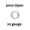 14KGF Open Jump Rings- 5mm, 20ga