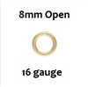 14KGF Open Jump Rings- 8mm, 16ga