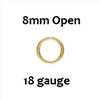 14KGF Open Jump Rings- 8mm, 18ga