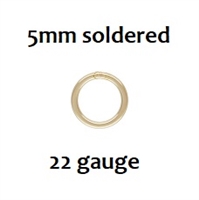 14KGF Soldered Jumprings- 5mm, 22 ga