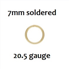 14KGF Soldered Jump Rings- 7mm, 20.5 ga