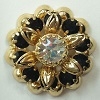 2 Tone Flowerette-17mm-JET/CRYSTAL/GOLD