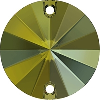 Swarovski 12mm Sew On Rivoli Crystal Iridescent Green