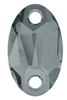 Swarovski 18 x 11mm Sew On Owlet- Black Diamond
