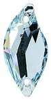Swarovski 20 x 9mm Diamond Leaf Sew On Aquamarine