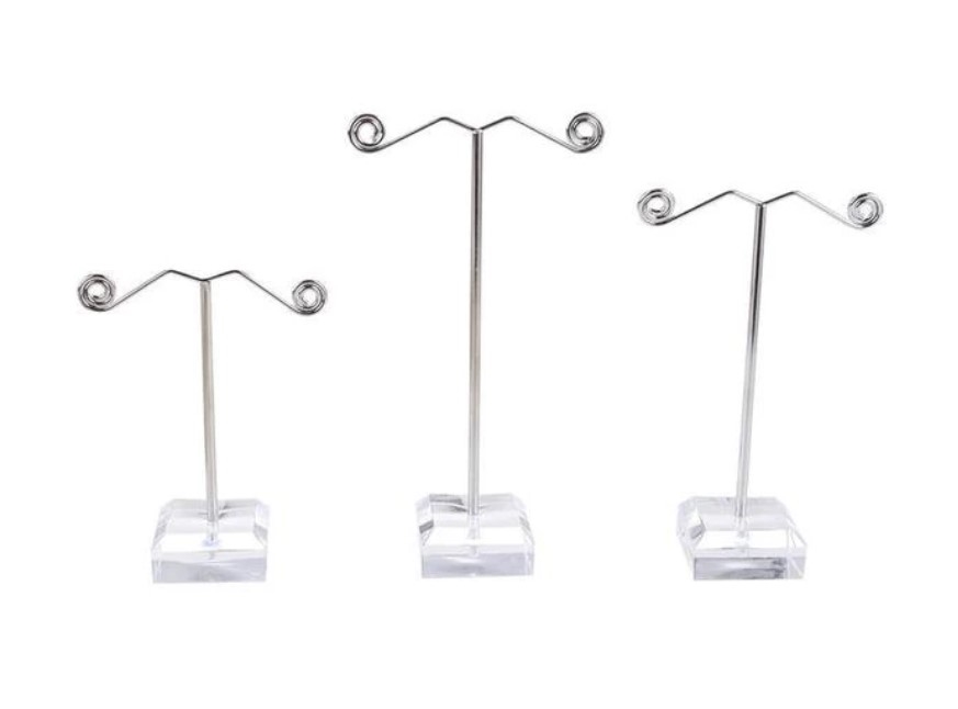 3 Piece Earring Display - Silver with Clear base