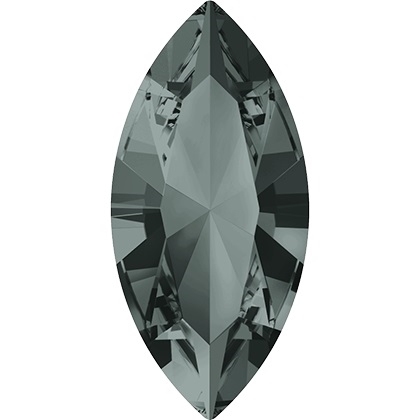 Swarovski #4228, 6 x 3mm Pointed Back Navette- Black Diamond