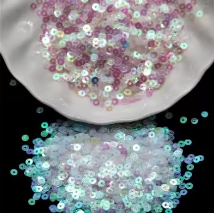 4mm Flat Sequins - Clear Iridescent