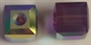 4mm Cube Bead Cyclamen Opal AB