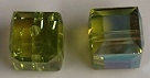 4mm Cube Bead Light Olivine AB