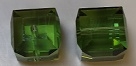 4mm Cube Bead Peridot Satin