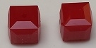 6mm Cube Bead Dark Red Coral