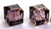 6mm Cube Bead Light Rose Satin