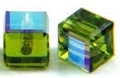 6mm Cube Bead Olivine AB