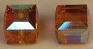 6mm Cube Bead Topaz AB