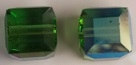 8mm Cube Bead Fern Green AB