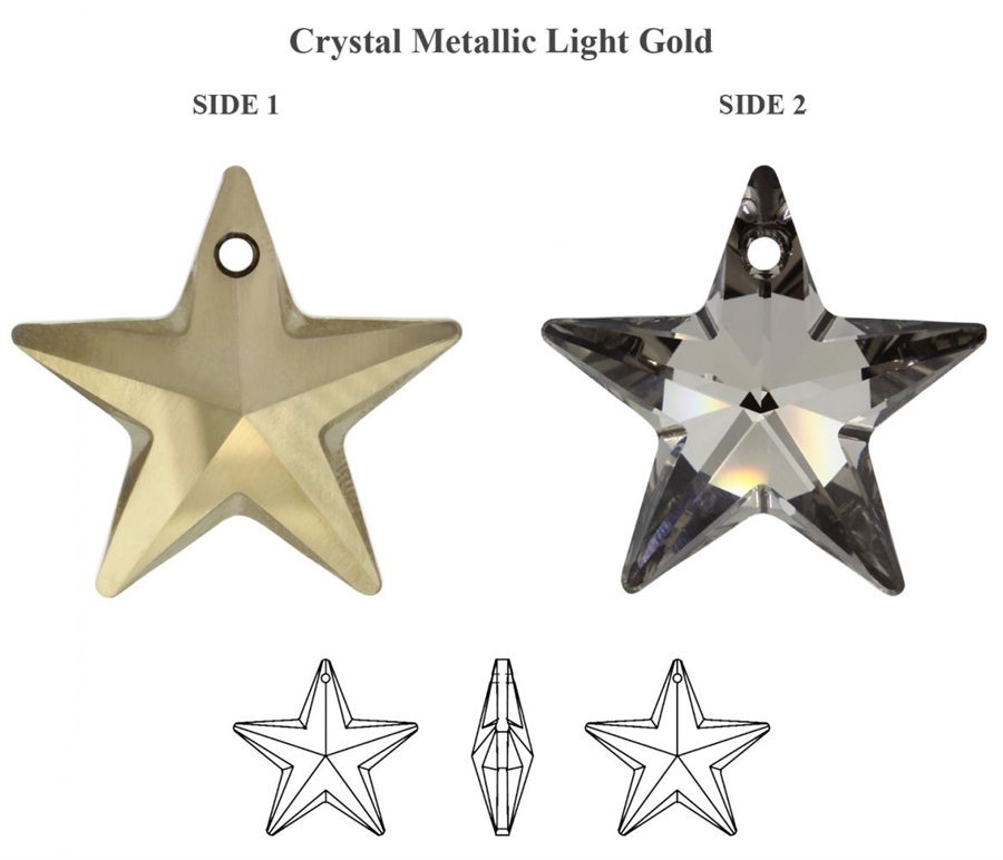 28mm Star Pendant Metallic Light Gold