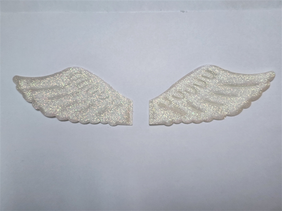 Iridescent White stuffed angel wings - 4.5"