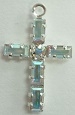 Baguette Stone Cross-19 x 12mm-CRYSTAL AB/SILVER