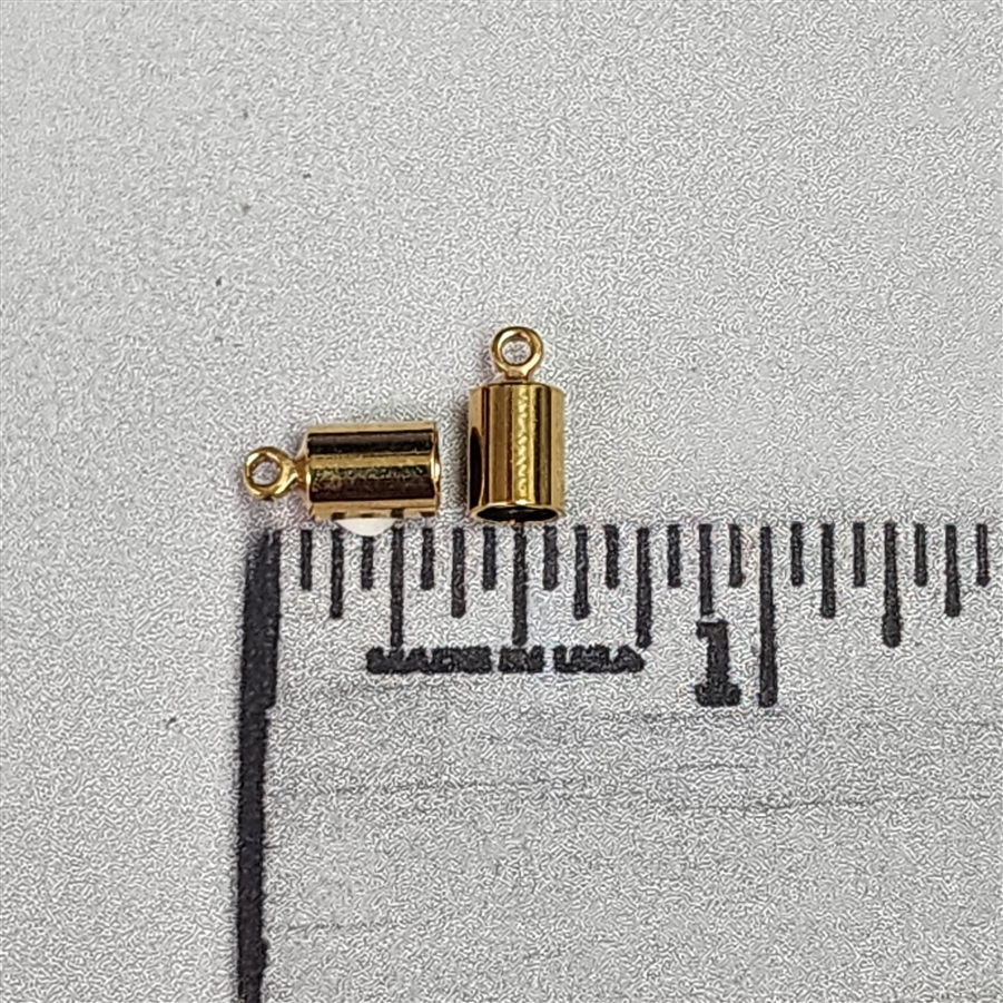 4mm Cord End Cap with Loop - Gold