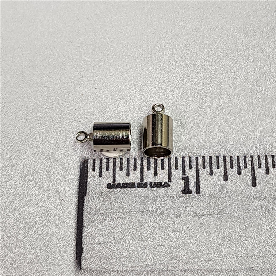 6mm Cord End Cap with Loop - Silver