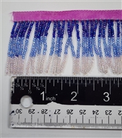 Beaded Fringe - Blue and Clear with Pink Band