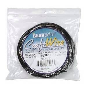 Beadsmith Craft Wire Pro-Quality- Square - 18 Gauge- Black