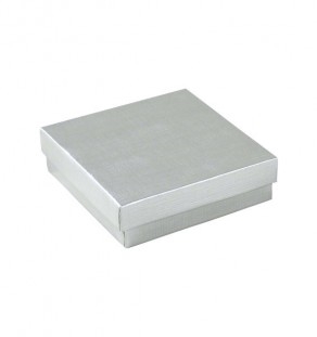 #33 Silver Solid Top Jewelry Box- 3 1/2" x 3 1/2" x 1"