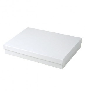 #85 White Swirl Solid Top Jewelry Box- 8" x 5 1/2" x 1 1/4"