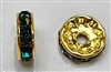 10mm Chinese Glass Rondelle Bead- Emerald/Gold