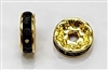 10mm Chinese Glass Rondelle Bead- Jet/Gold