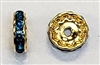 12mm Chinese Glass Rondelle Bead- Dark Aqua/Gold