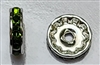 12mm Chinese Glass Rondelle Bead- Olivine/Silver