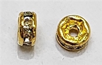 4mm Chinese Glass Rondelle Bead- Crystal/Gold