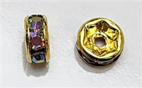 6mm Chinese Glass Rondelle Bead- Crystal AB/Gold