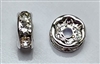 6mm Chinese Glass Rondelle Bead- Crystal/Silver