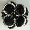 2 Tier Channel Flower Button-16mm-JET/SILVER