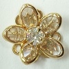 Small Channel Flower Button-14mm-CRYSTAL/GOLD