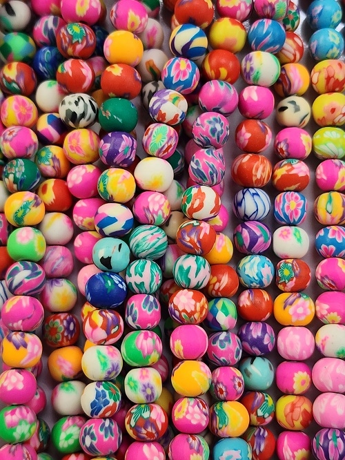 Clay Beads- 8mm Round Abstract