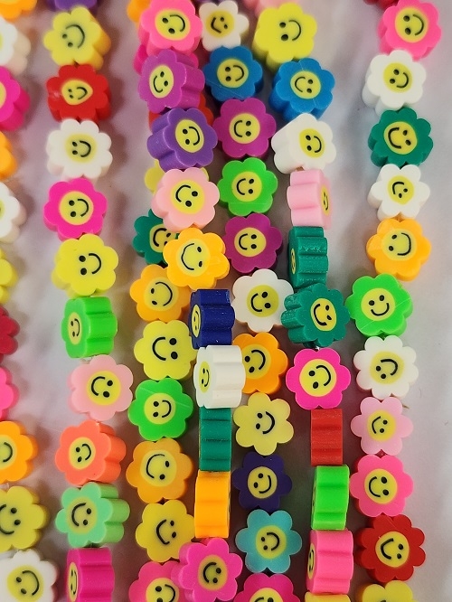 Clay Beads- Smiley Face Flowers