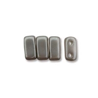 CzechMates 2-Hole Brick Bead - 3mm x 6mm - Silver Alabaster