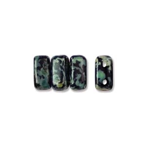 CzechMates 2-Hole Brick Bead - 3mm x 6mm - Jet Picasso