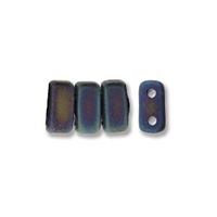 CzechMates 2-Hole Brick Bead - 3mm x 6mm - Matte Iris Blue