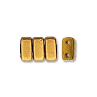 CzechMates 2-Hole Brick Bead - 3mm x 6mm - Matte Metallic Goldenrod