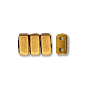 CzechMates 2-Hole Brick Bead - 3mm x 6mm - Matte Metallic Goldenrod