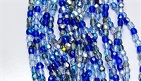 3mm Fire Polish Faceted Round- Blue Marea Mix