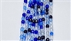 3mm Fire Polish Faceted Round- Dark Blue-Clear Mix