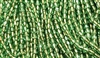 3mm Fire Polish Faceted Round- Gold Lined Peridot