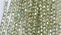 3mm Fire Polish Faceted Round- Light Green Luster